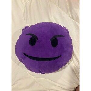 Purple Devil Emoji Soft Plush Pillow Stuffed Toy 14x16 inches